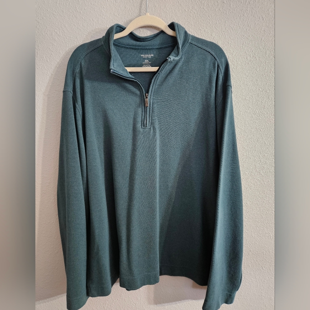 Van Heusen Quarter-Zip Pullover, Seafoam Green, XXL